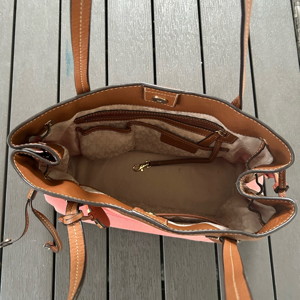 Michael Kors Pink and Brown Tote Bag - Picture 3 of 6